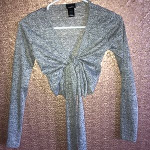 Grey tie up shirt